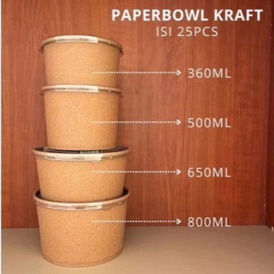 SID KRAFT BROWN PAPER BOWL KRAFT COKLAT 360 / 500 / 650 / 800 ML PAPER BOWL KRAFT PAPER BOWL MAKANAN