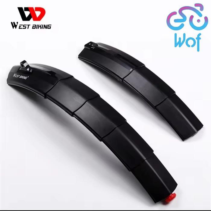 WEST BIKING 015 Fender Telescopik Spakbor Lipat Sepeda MudGuard 714015 - Black
