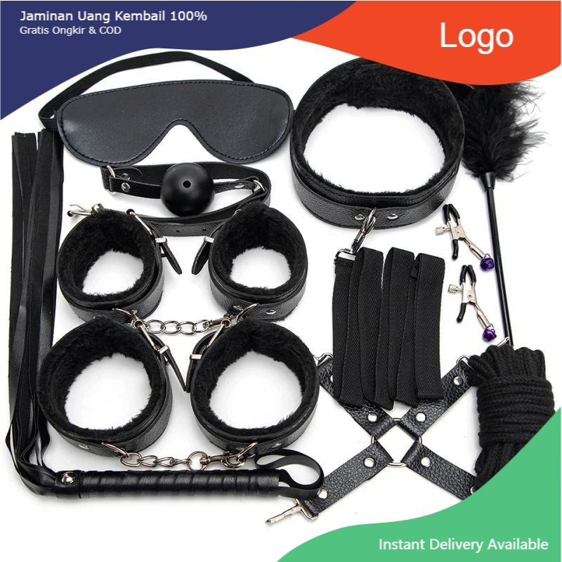 Mega Sale~ Set Tali Borgol pengikat kaki dan tangan Lingerie Handcuff Tali Ikat 10pcs Hitam