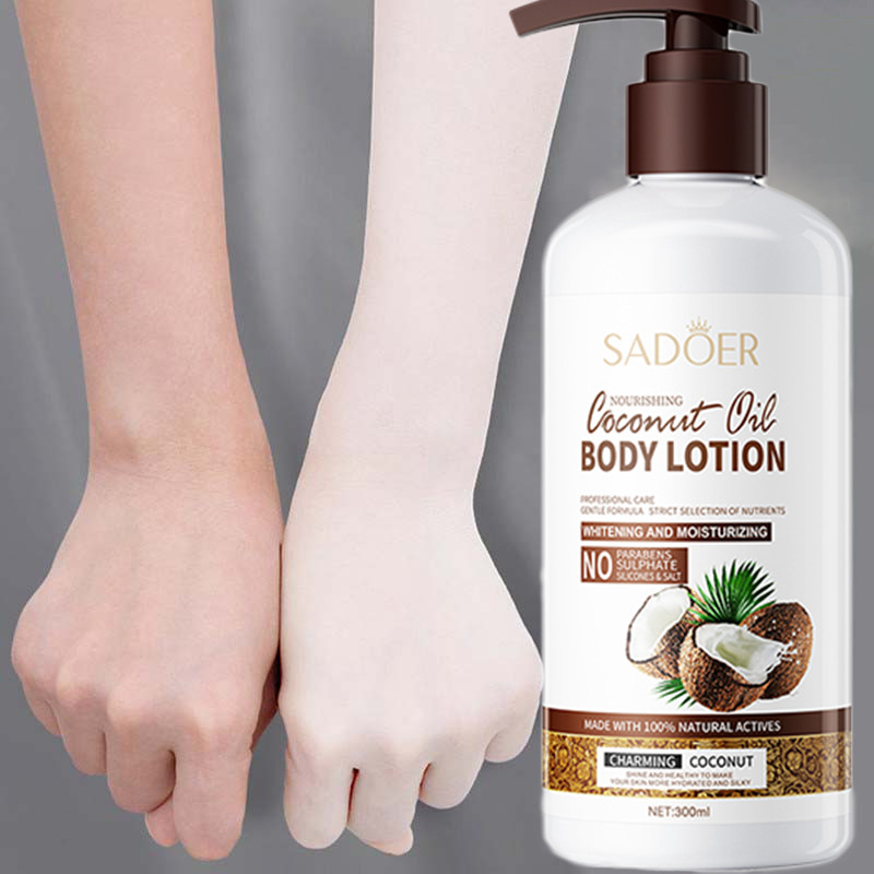SADOER Coconut Oil Body Lotion Healthy White Body Lotion Coconut Oil Moisturizing Whitening Body Lot
