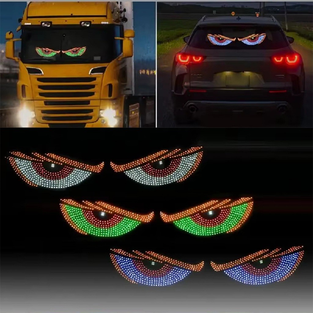 1Pair  lampu devil eyes rgb,Lampu led animasi mata Truk Bus Mobil Banyak Mode Lampu Kaca Depan Dan B