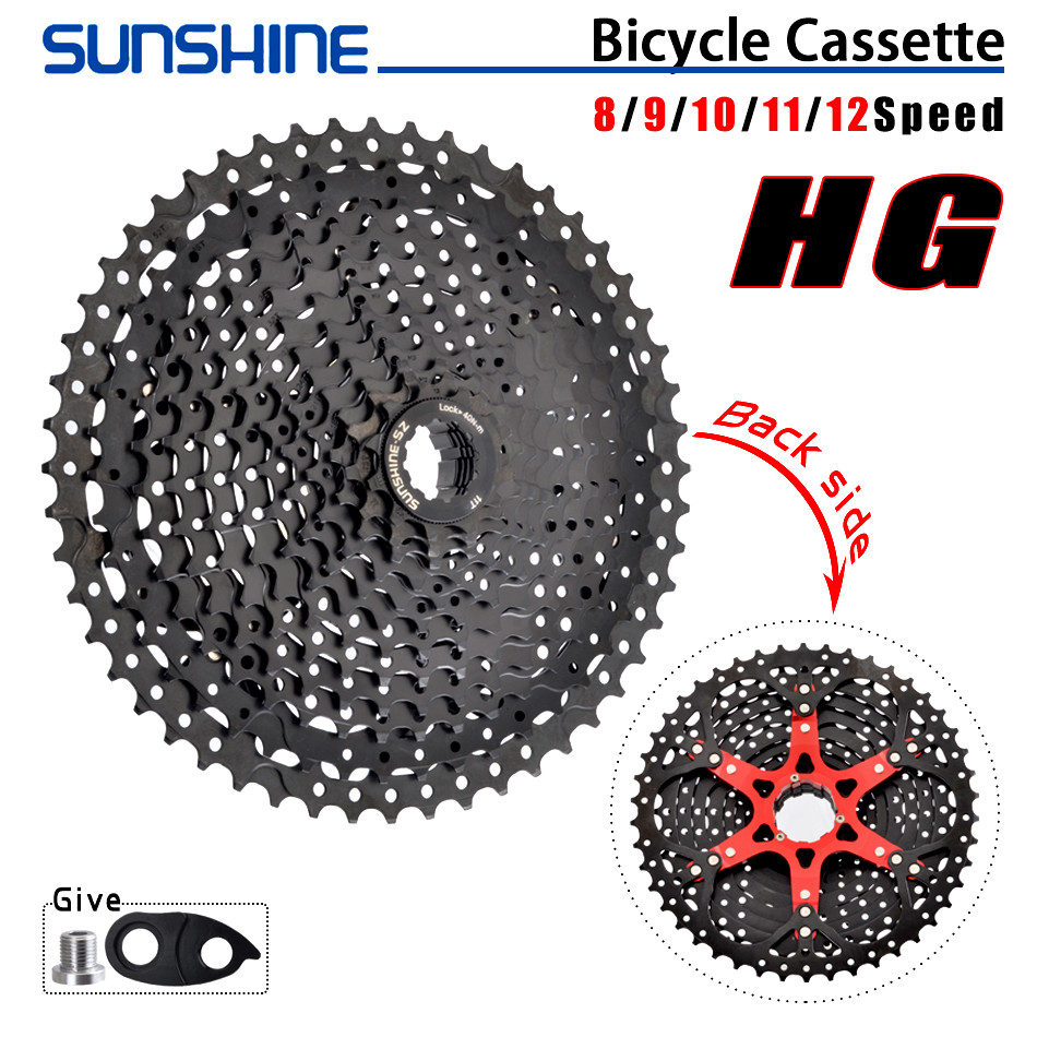 SUNSHINE MTB Cassette 8/9/10/11/12 Speed 40/42/46/50/52T Hitam K7 Cassette Sprocket untuk Struktur S