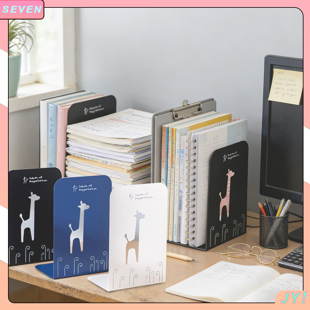 [Ready]Aesthetic Pembatas Buku Besi Minimalis Book End Penyangga Buku Portable/Rak Buku Penyimpanan 