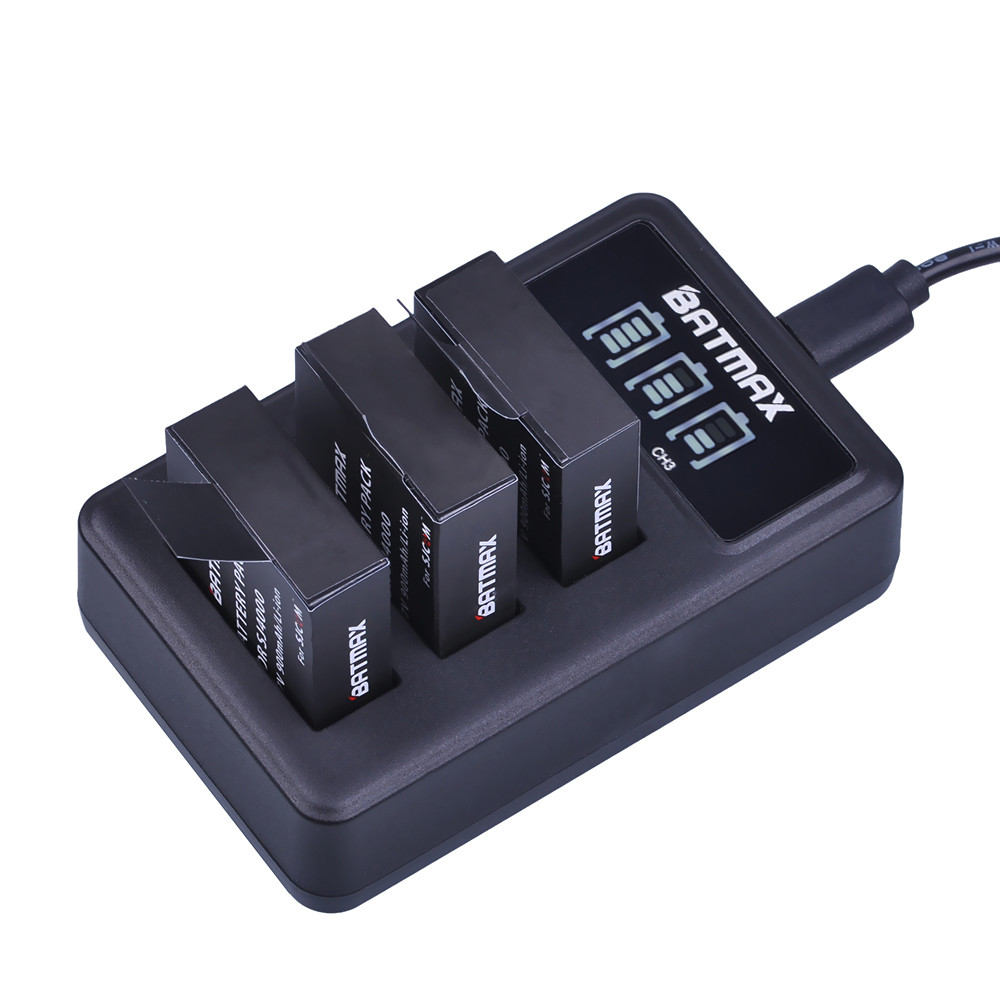 Batmax New SJCAM SJ4000 Battery+LED 3 Port USB Charger for SJ4000 SJ5000 SJ6000 SJ7000 SJ8000 SJ9000
