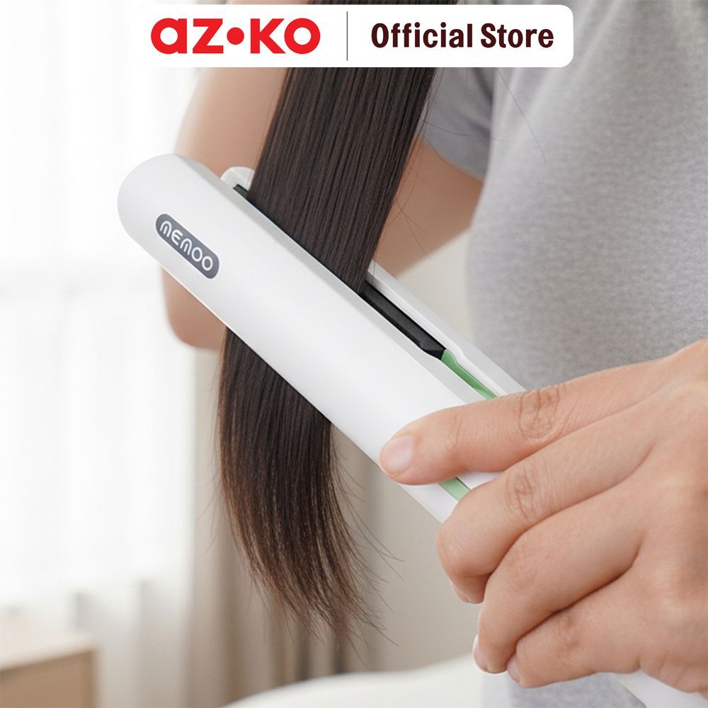 AZKO Memoo Alat Catok Portable - Putih/Hijau Pelurus Rambut Catokan Hair Styler Elektronik Kecantika