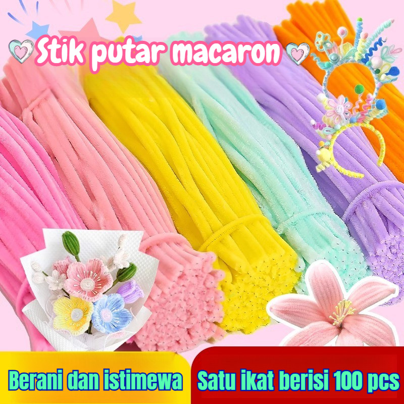 Bulu Twist Wire Bunga 100pcs  Warna Campur, DIY Kerajinan Tangan, Kawat Bulu Fleksibel untuk Mainan 