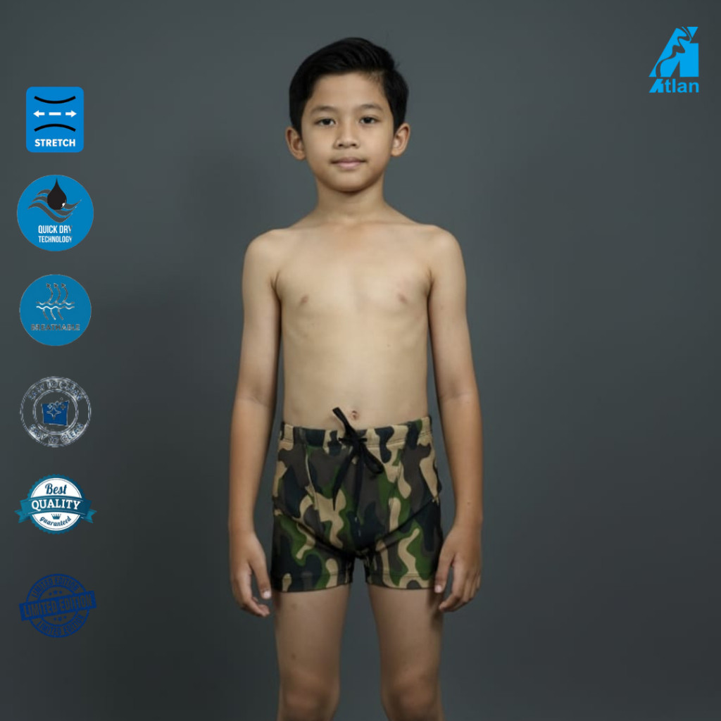 ATHLETE - Celana Renang Anak Laki-Laki Kids Pendek Army
