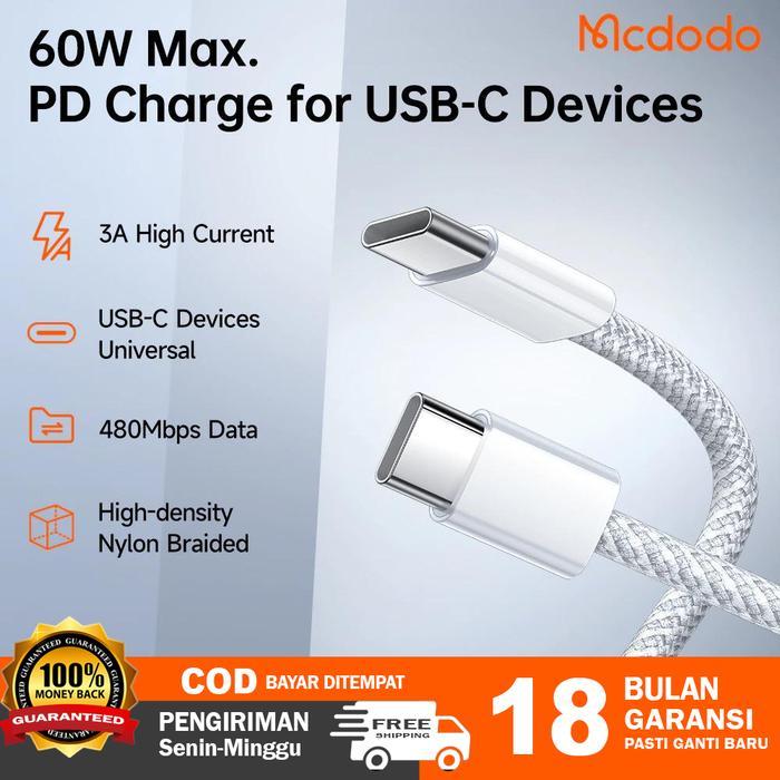 Promo MCDODO Kabel Data Type C to Type C PD Fast Charging 60w For iPhone 15 16 iPad Samsung Google -