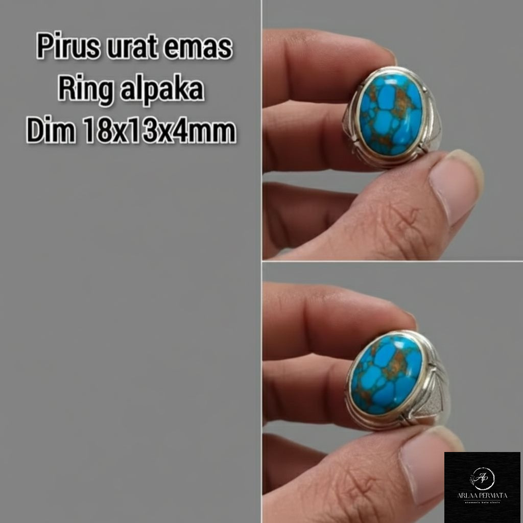 cincin pirus Mesir biru urat emas