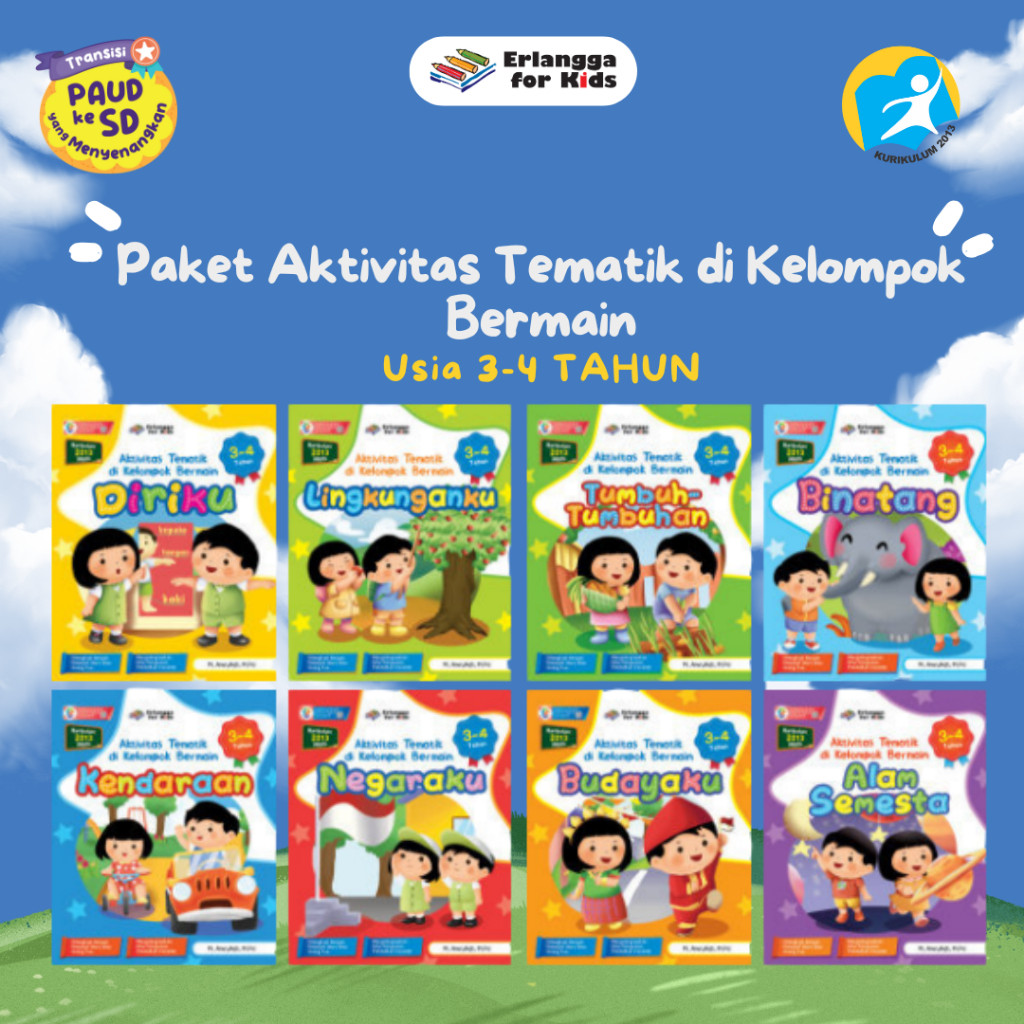 [Erlangga ] Buku Paket TK/Paud: Paket Aktivitas Tematik di Kelompok Bermain Usia 3-4 Tahun