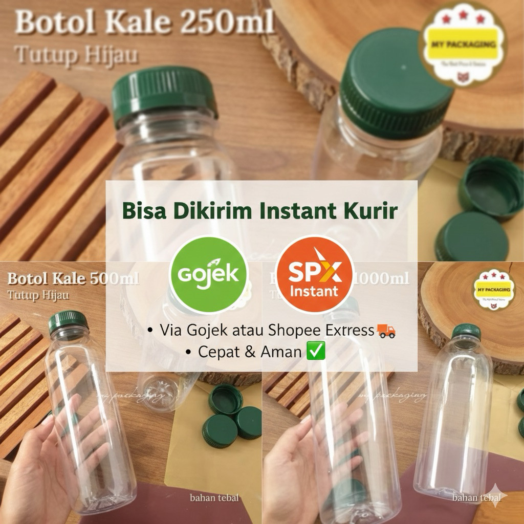1BALL - Botol Plastik KALE 250 ml 500 ml 1000 ml + Tutup - Link Khusus Instant Bandung Area