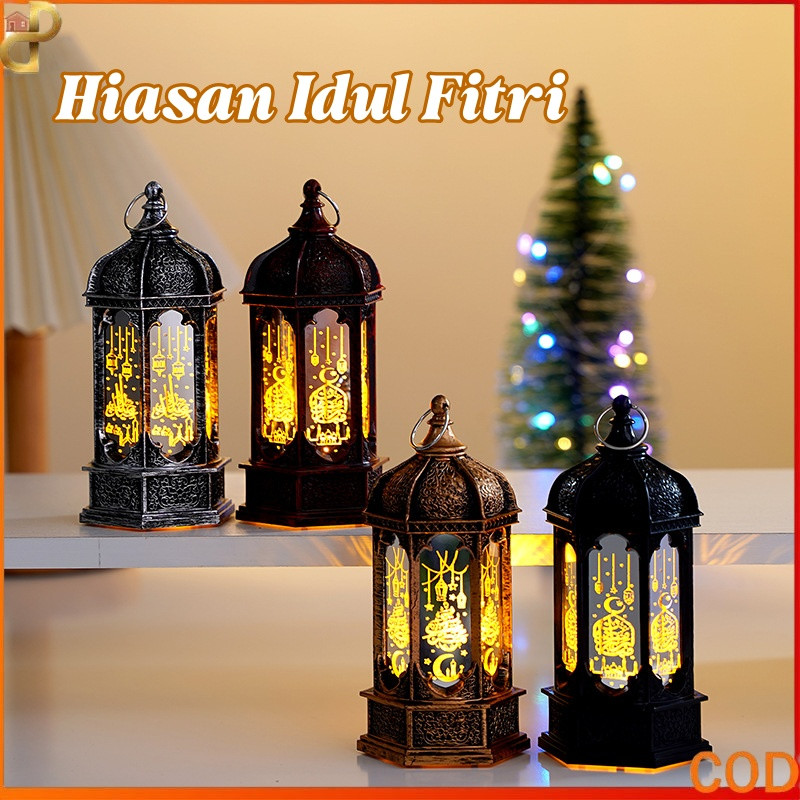 Lentera LED Idul Fitri/Retro Lampu Teplok LED/Lampu LED Gantung/Hiasan Idul Fitri/Perlengkapan Ramad