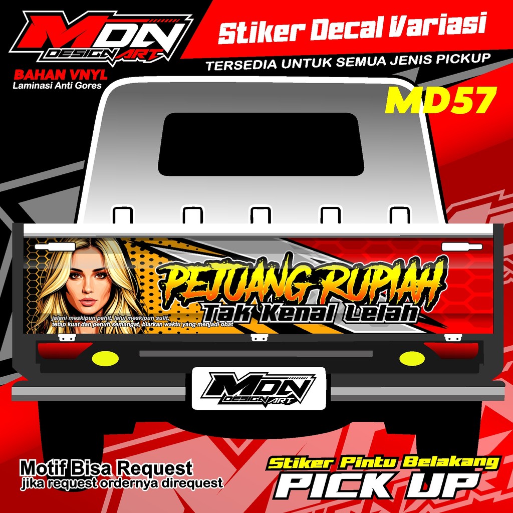 Stiker Pintu Belakang Pick Up PEJUANG RUPIAH L300, Futura, Granmax, New Carry, Traga