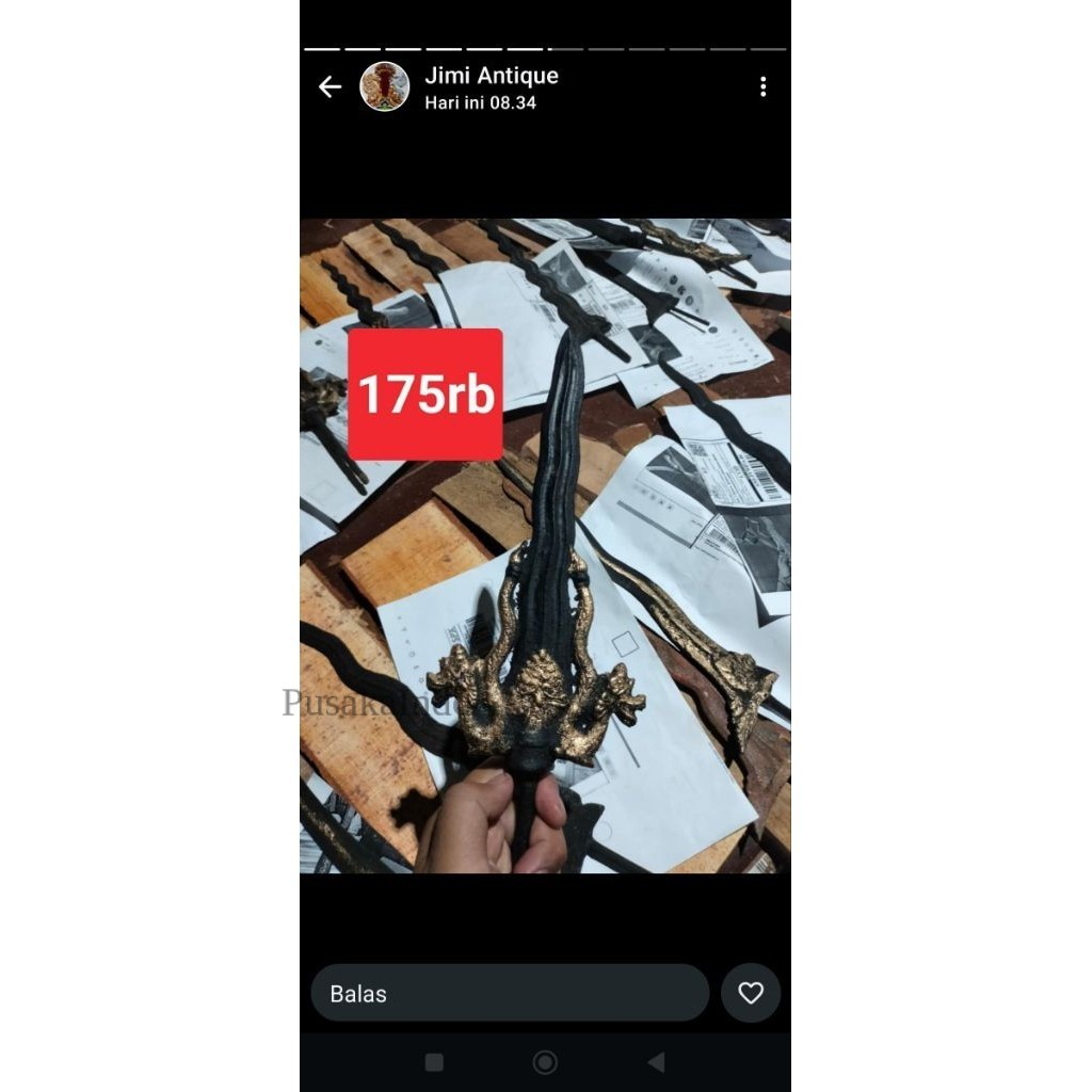 keris tombuk dong Pring dapur naga kembar termurah dari Wesi aji Keleng kinatah sepuh majapahit