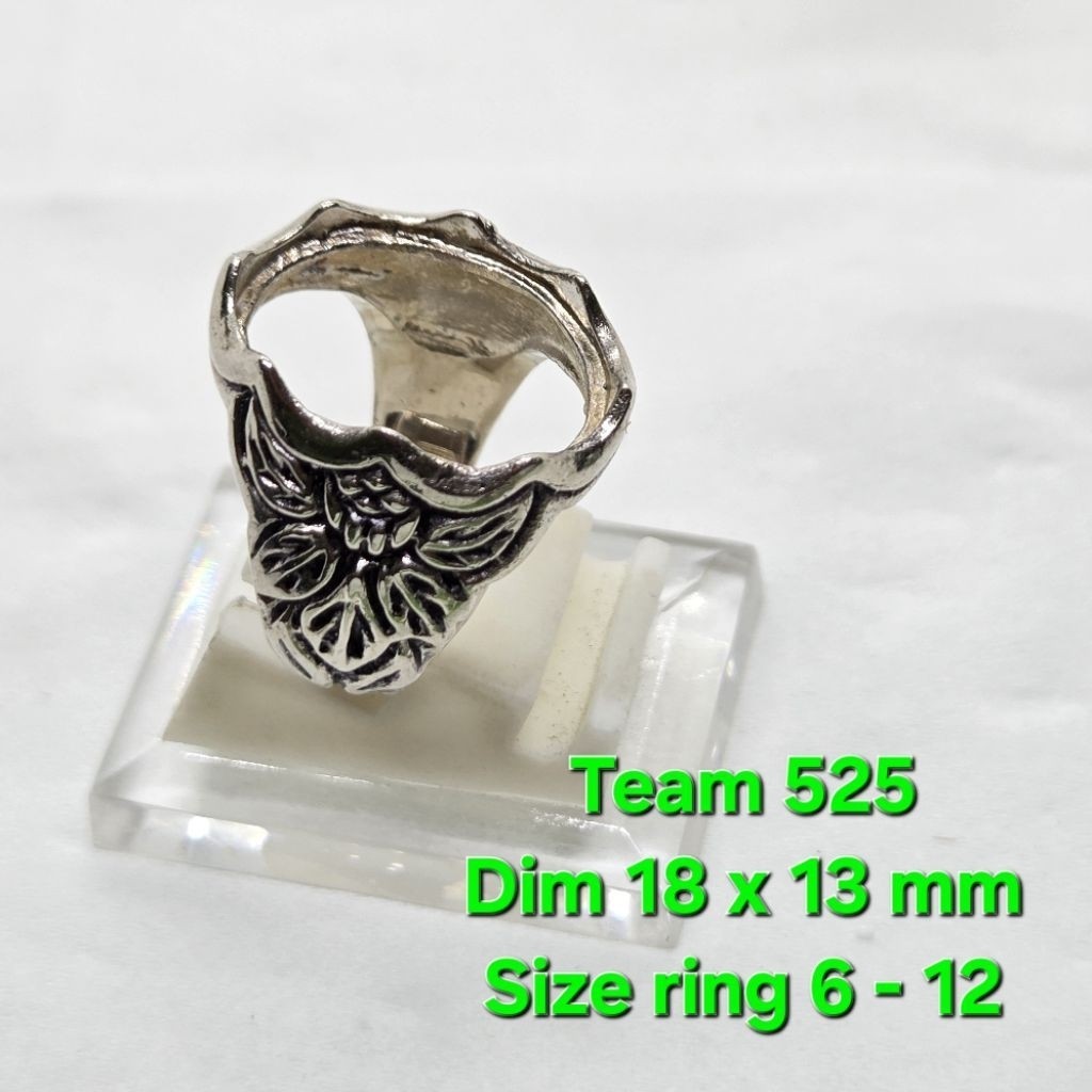 Ring emban ukir cirebonan dim 18x13 motif cakar daun / emban ring pirus alpaka super 525 eceran / pe