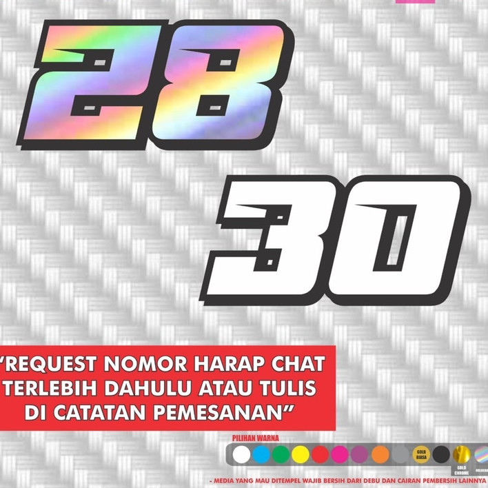 Sticker Nomor Custom - Cutting Stiker Nomor Start Nomor Balap