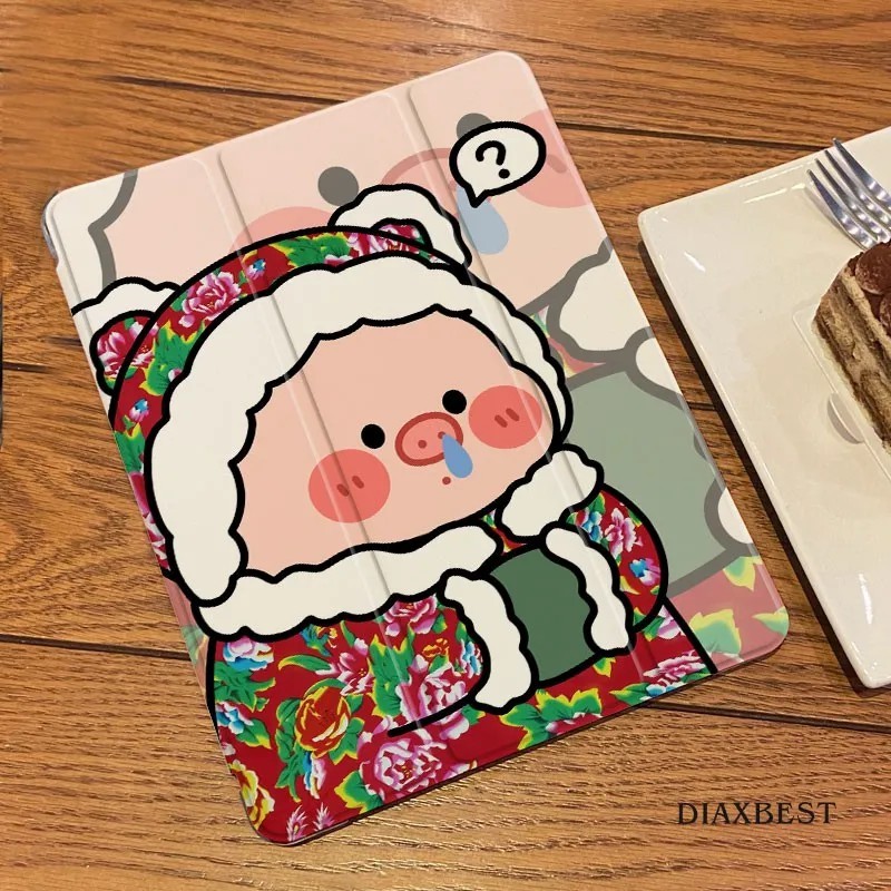 Babi kecil yang lucu Case Tablet 2in1 Bisa Dilipat + Anti Jatuh Cocok untuk ipad Air1/2 Gen 5/6 9,7 