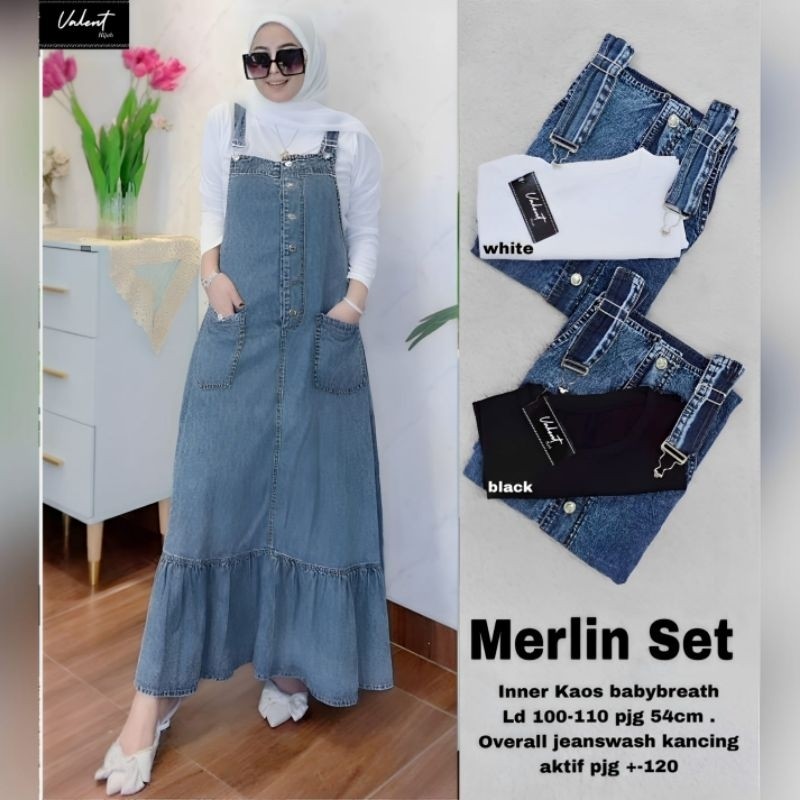 ada grup reseller mau join tanyakan admin alya store Merlin Set Overall  Valent Gamis Syari Jumbo al
