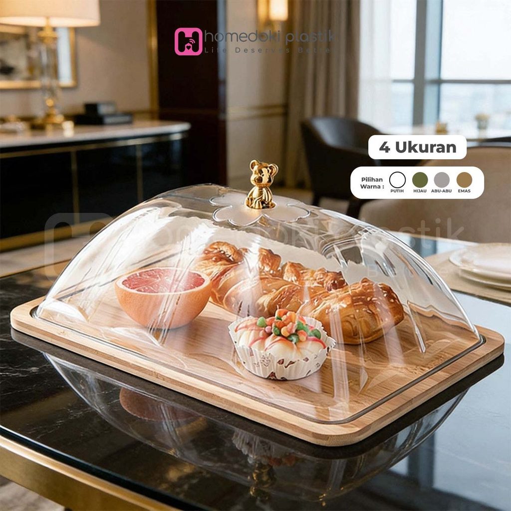 Homedoki Piring Saji Tutup/Tempat Buah/Piring Buah Transparan/Piring Buah Aesthetic