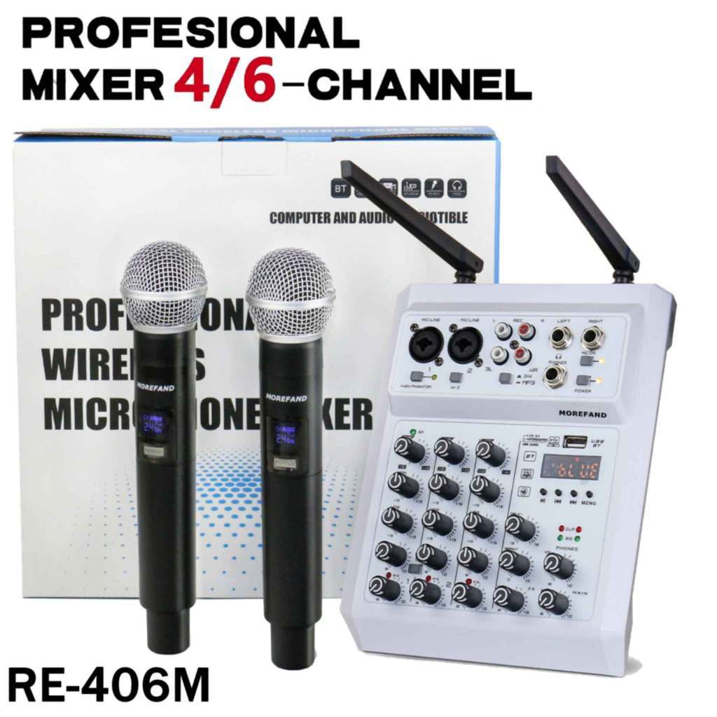 Mixer Audio 4 channel mini with mic mixer  Bluetooth 48V Phantom Power DJ audio Power Digital Input 