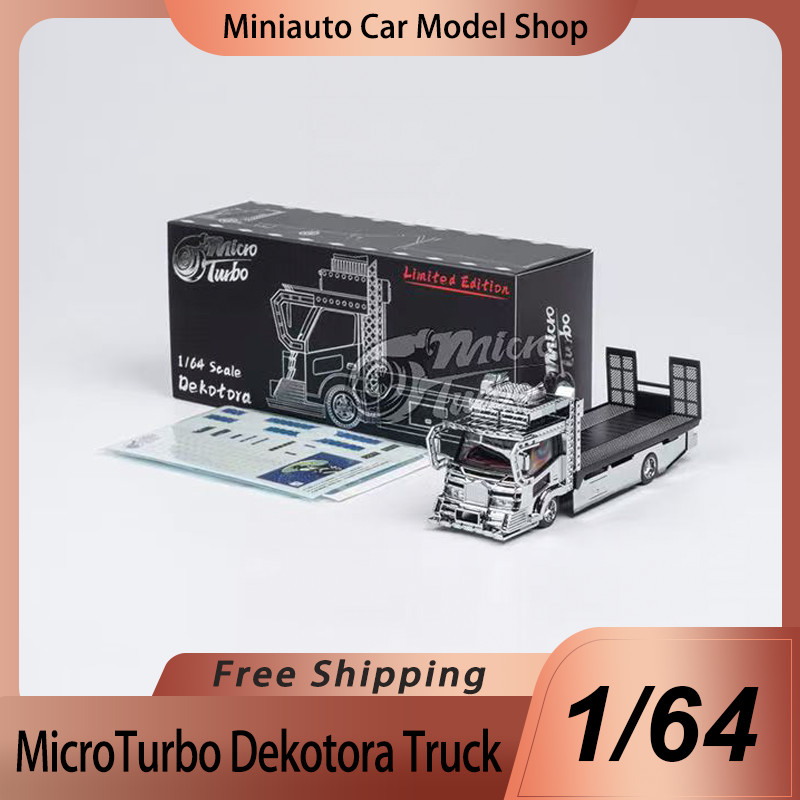 New In Stock Micro Turbo 1:64 Dekotora Truck Alloy Miniature Diecast Model Gull Wing Gate Full Floor
