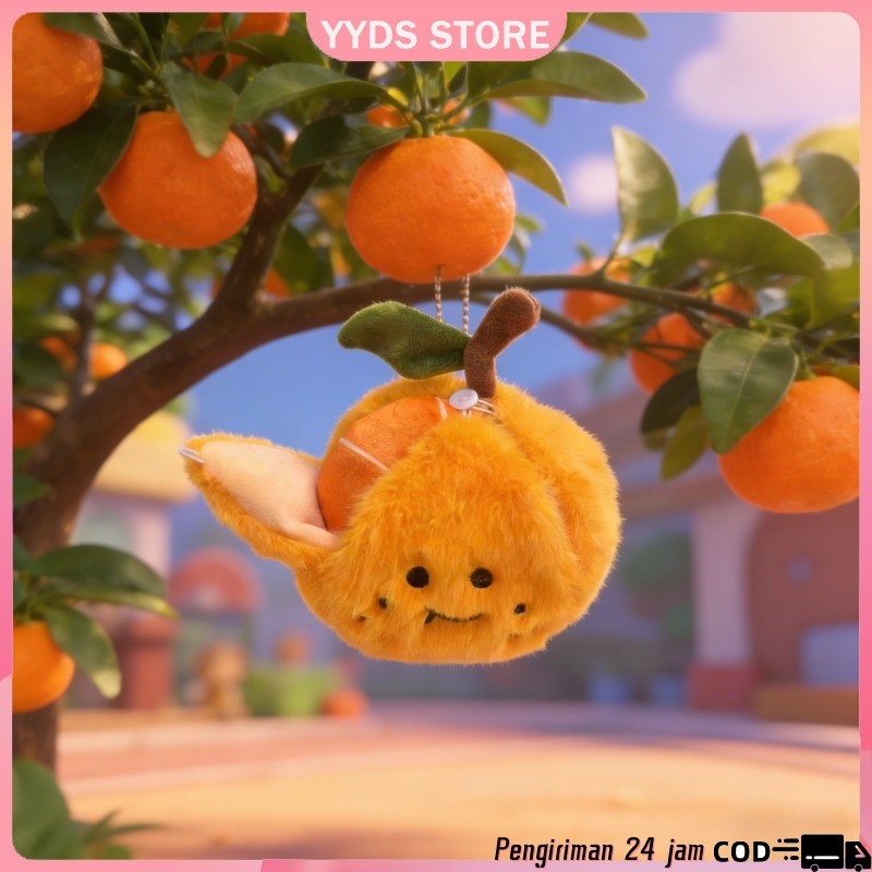 Ready Gantungan Kunci Boneka Jeruk Lucu Bisa Dilepas - Mainan Karakter Buah Kartun Unik untuk Tas & 