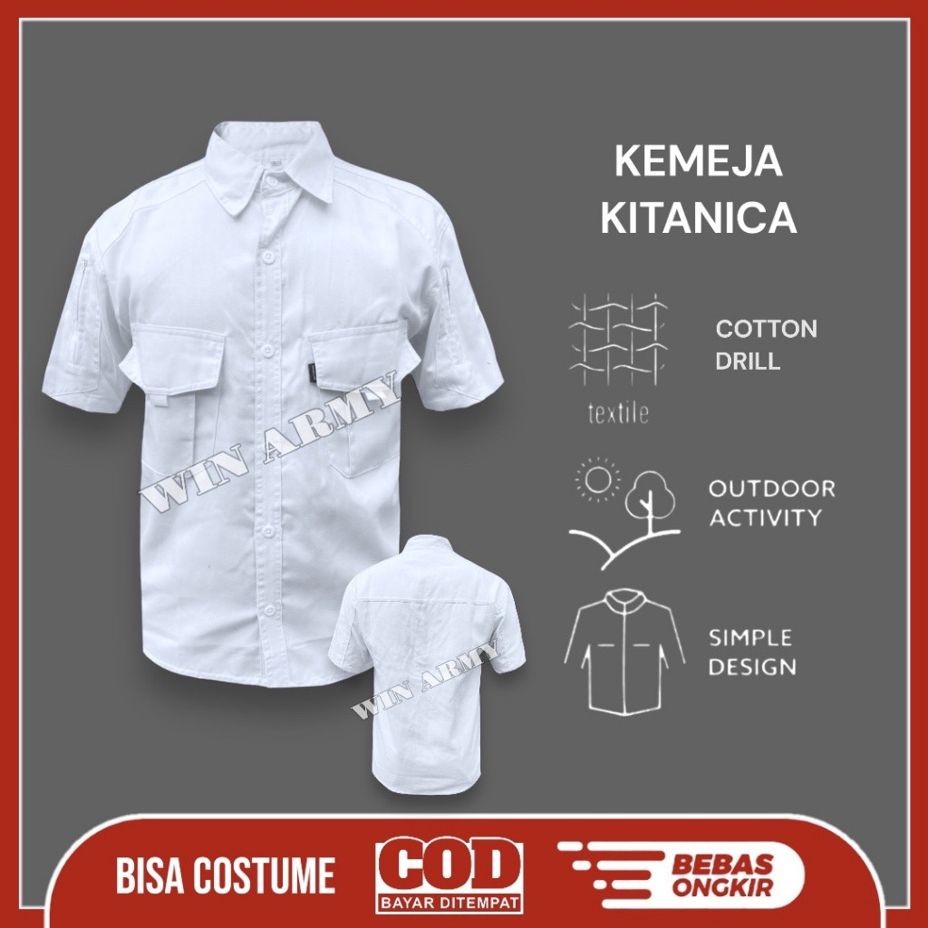 KEMEJA KITANICA PENDEK - KEMEJA KITANICA LENGAN PENDEK - KEMEJA PDL LENGAN PENDEK MURAH - KEMEJA LAP