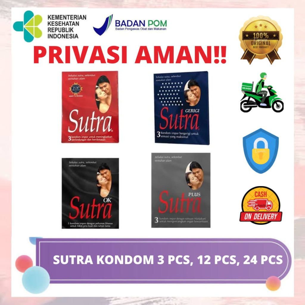 READY STOK PRIVASI AMAN  KONDOM SUTRA CLASSIC, GERIGI, OK, PLUS