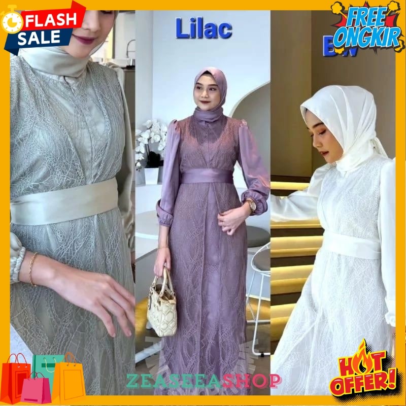 ZSS Dress Brukat Florenza Busui Gamis Mewah Premium Elegan Syari Kondangan Pesta Trendi Terbaru