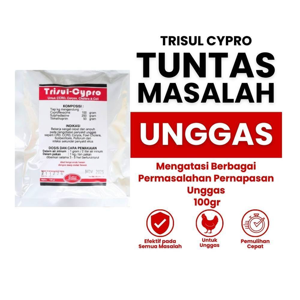 Trisul Cypro 100 gram - Antibiotik Unggas 100 gram - Obat CRD ayam - Obat Pollorum ayam