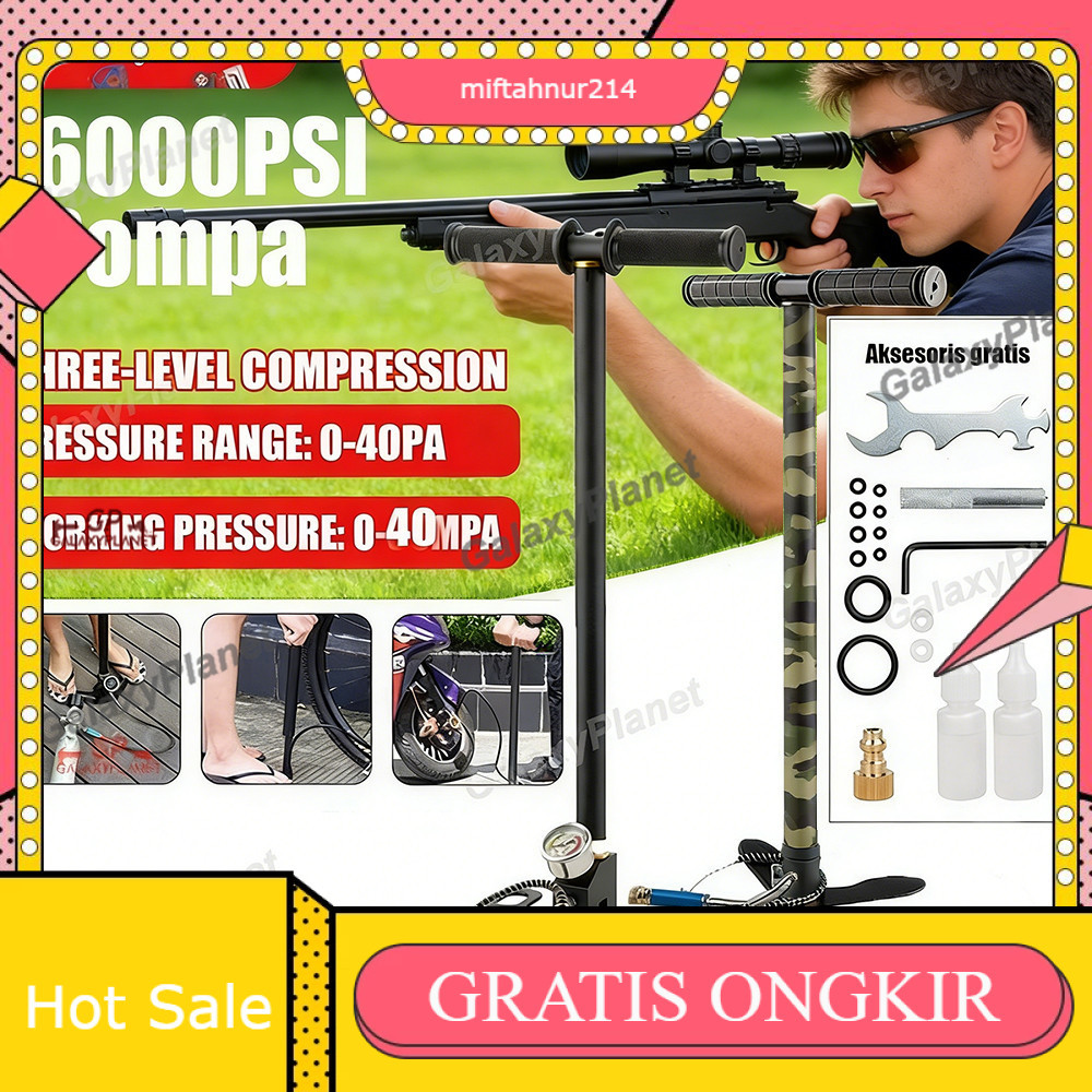 COD pompa pcp gx 4 Stage 6000psi sniper kaki lipat kupu kupu Gauge POMPA PCP 4 Stage