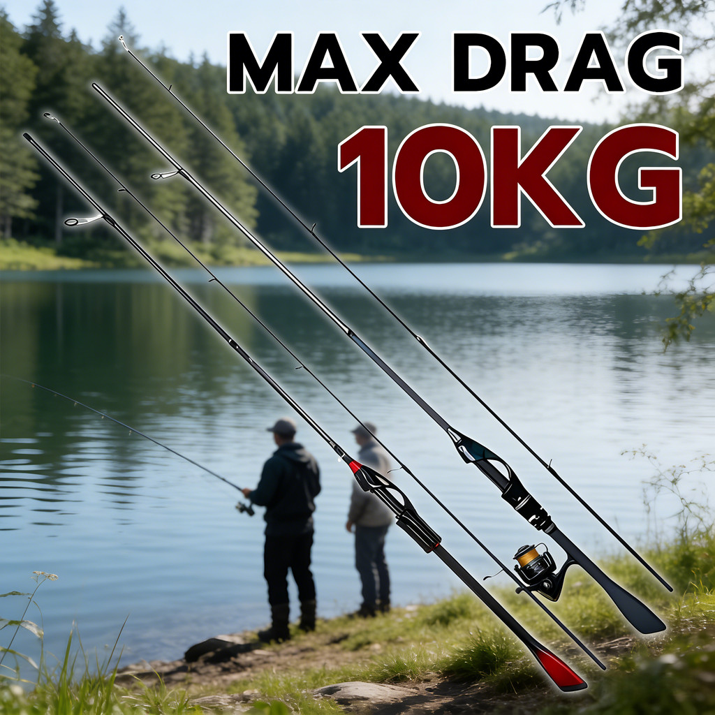 Joran Pancing Spinning Rod Carbon Fiber Max Drag 10kg Action Ultralight 2-6 Lbs Bahan Alat Pancing