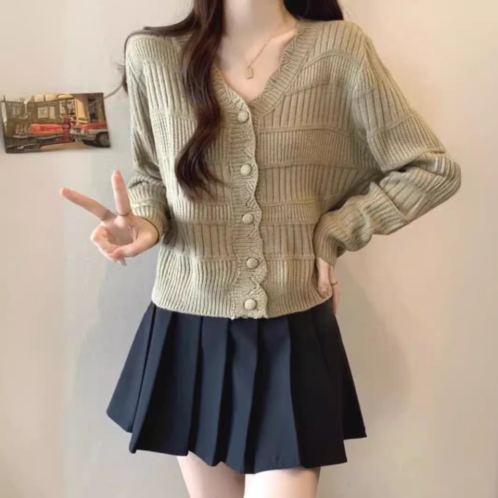 [Saror]Sweater Rajut untuk Wanita Slim Fit Kaos Dasar Tipis untuk Wanita