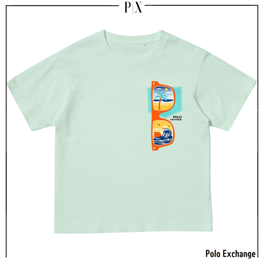 Kaos Anak Perempuan Polo Exchange Seri 9015 – Katun Spandex Premium, Sablon DTF Motif Kacamata
