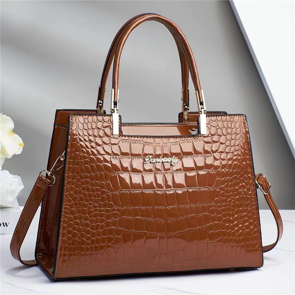 Luxury Bright Leather Ladies HandBags High-end Crocodile  Messenger Bags Boston Ladies Shopping Shou