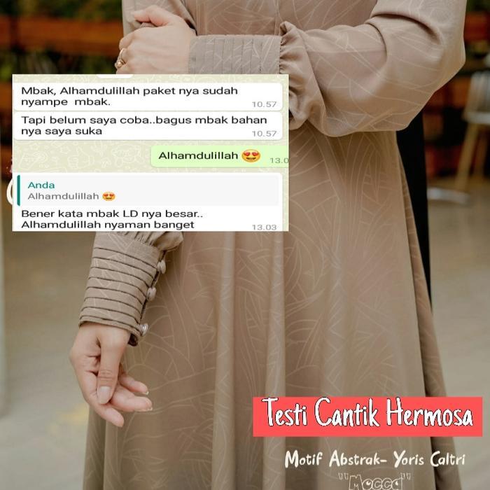[Gamis hermosa] Gamis embos hermosa motif abstrak warna mocca bahan ys caltri-gamis warna coklat sus
