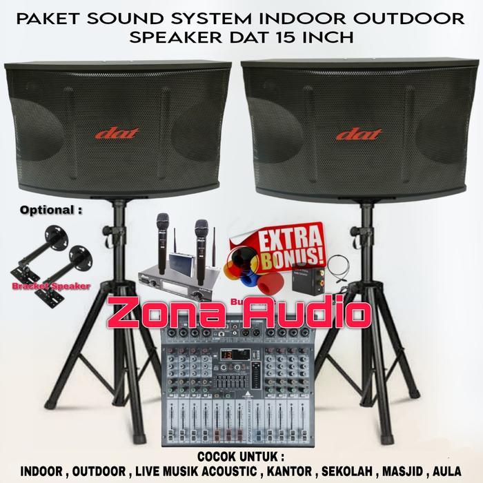 PAKET SOUND SYSYTEM INDOOR OUTDOOR SPEAKER DAT 15 INCH POWER MIXER 8 CHANNEL USB BLUETOOTH MURAH BER