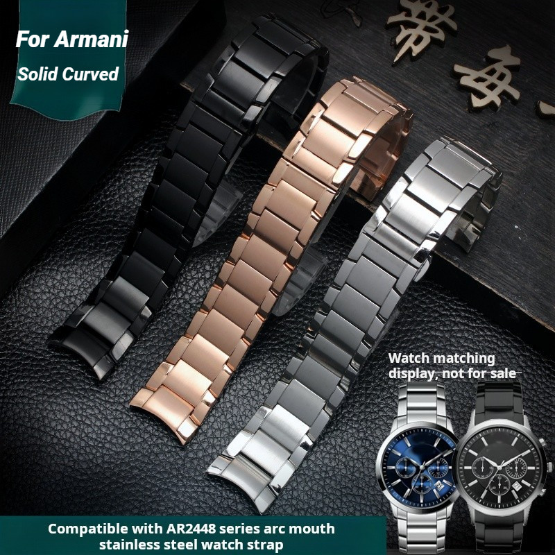 22mm men bracelet For Armani AR2447 AR2448 AR2434 AR2432 2433 2435 Curved end Solid stainless steel 