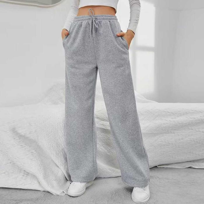 Celana Jogger Baggy Loose Pants Kaki Lurus Pria Dan Wanita kulot bahan jatuh high waist knit jumbo R