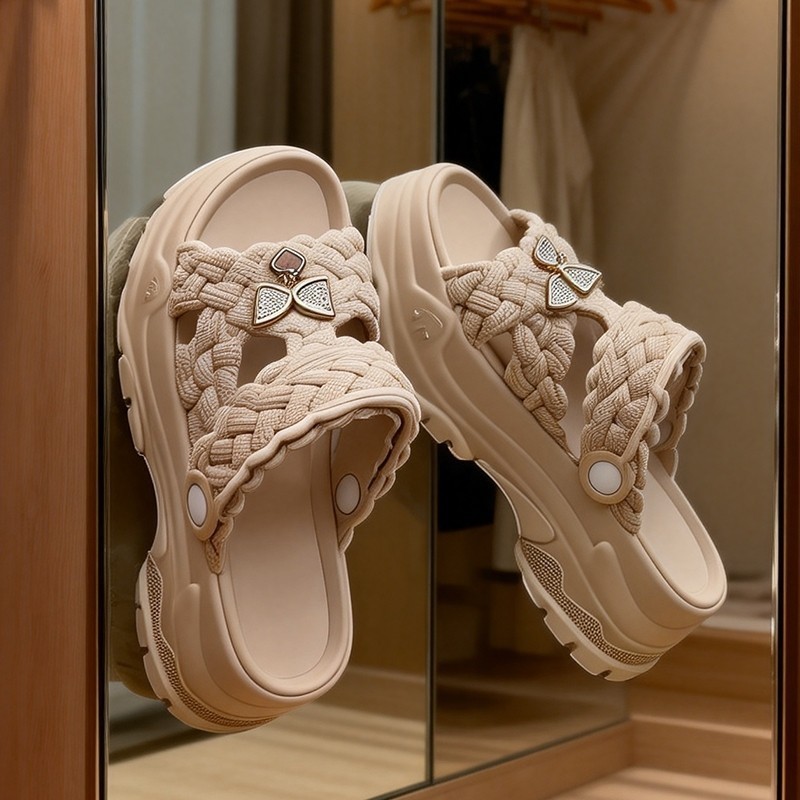 Kadia Sandal Slop Wanita Wedges Anti-Slip Karet EVA Style Korea Jelly Kekinian Tinggi