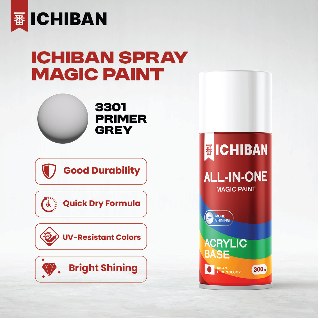 Cat Semprot Pilok Dasar Primer Epoxy Ichiban 300cc - Primer Grey 3301 Cat Semprot Epoxy Pilox Pylox
