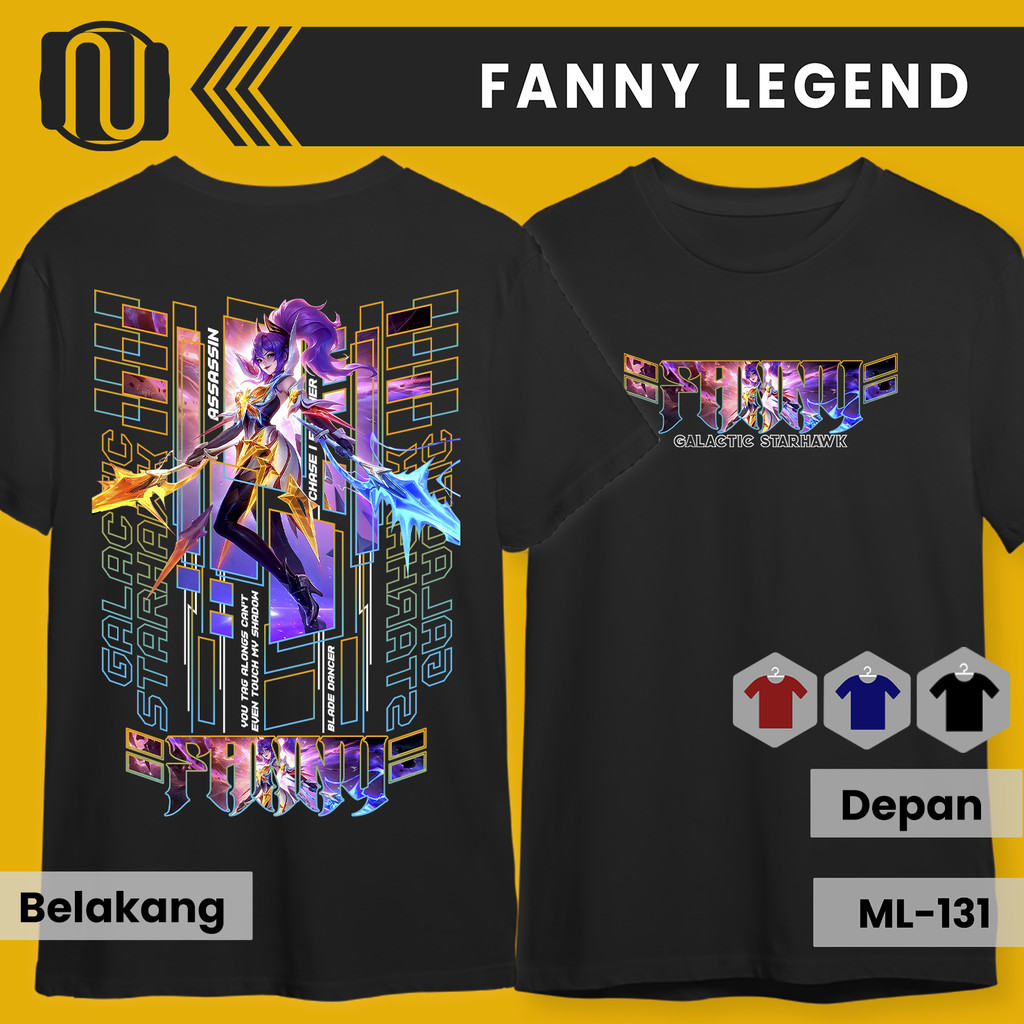 Kaos MLBB FANNY skin LEGEND Lengan Pendek Cotton Combed Hitam T-Shirt Baju Distro Mobile Legends