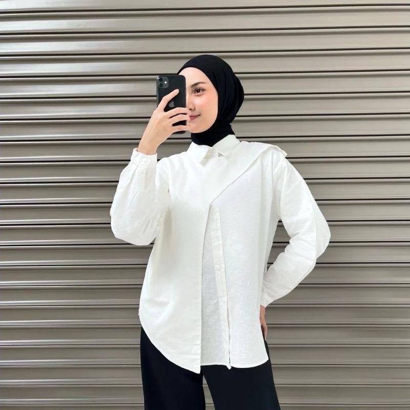 RICHDEPT Hawa Shirt Linen - Kemeja Wanita Lengan Panjang Casual/Kerja - Oversized Shirt
