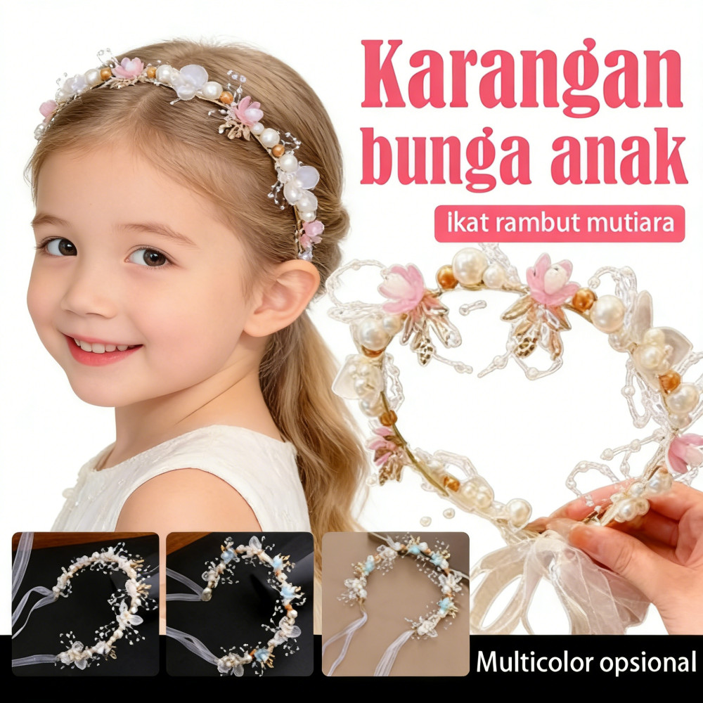 Hiasan Kepala Pernikahan Crown Princess Hiasan Kepala Warna Empat Anak Pearl Flower Kepala