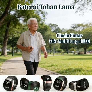 Vibration Reminde Tasbih Smart Ring Cincin Muslim LED Bluetooth Ring Digital Zikr Multifunctional Li