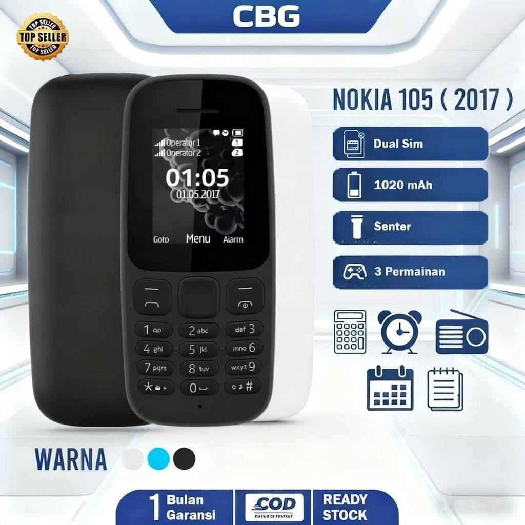 cuci gudang murah HP Nokia 105 DS 4MB/4MB Handphone Dual SIM