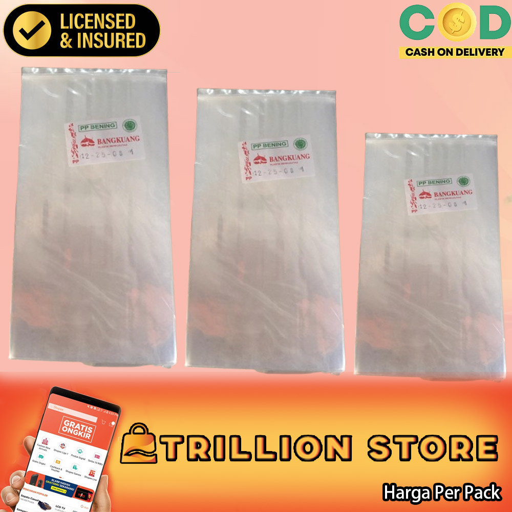 Plastik Pp Kantong Bening Merk Bangkuang Transparan Putih Semua Ukuran Lengkap 500gram Tebal 0.3 Mic