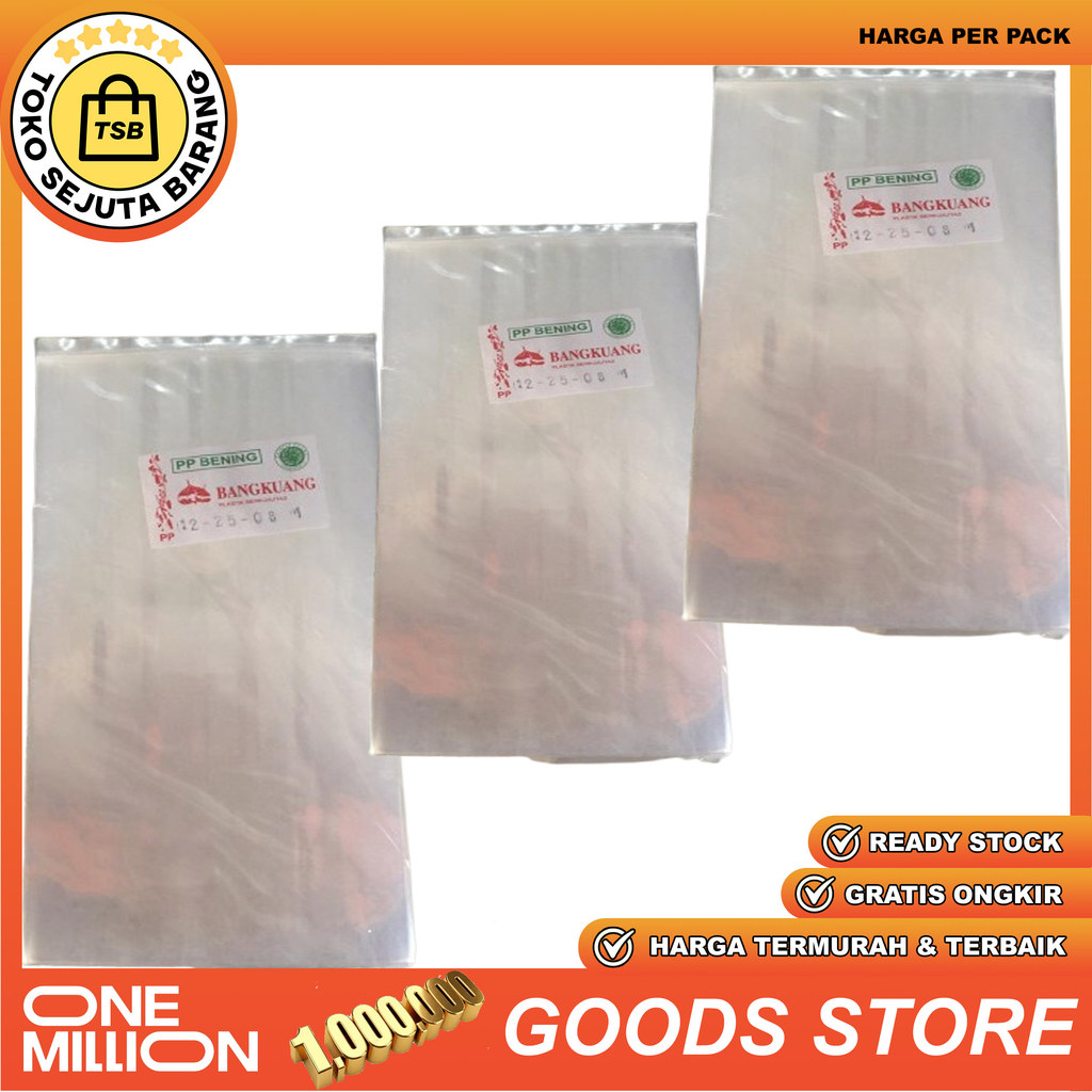 Plastik Pp Kantong Bening Putih Transparan Merk Bangkuang Semua Ukuran Lengkap 500gram Tebal 0.3 Mic