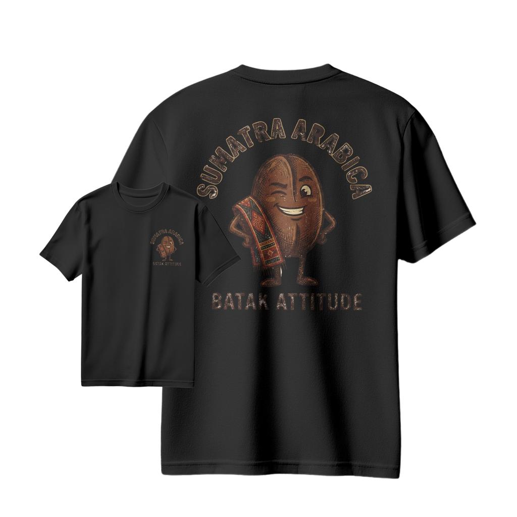 Onanzoe SUMATRA ARABICA BATAK ATTITUDE Kaos Batak Hitam Desain Unik Nyaman untuk Pria dan Wanita