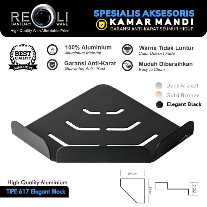 MB Rak Sabun Siku Sudut Aluminium Black Hitam REOLI RS-617-EB-O